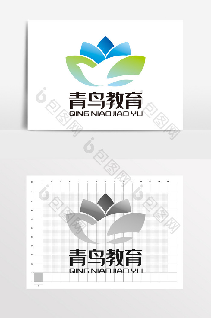 青鸟教育莲花学校LOGO标志VI