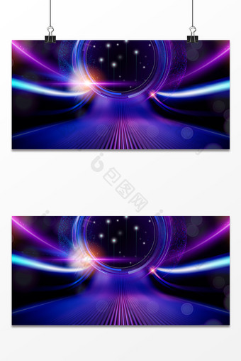 蓝紫色炫酷科技年会展板背景图片