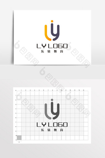 LY字母教育简洁大气LOGO标志VI图片