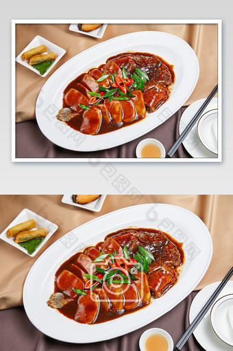 红色黄鱼年糕河鲜鱼肉美食摄影图片