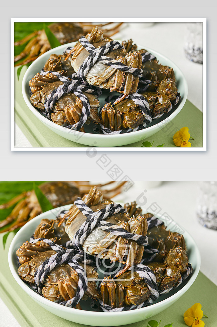 螃蟹母蟹新鲜海鲜碟子美食摄影图片图片