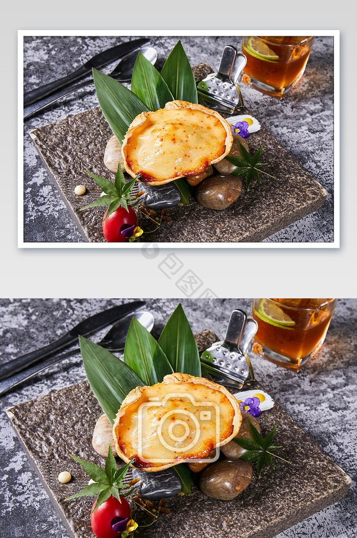黄色烤螃蟹西餐芝士螃蟹烧烤美食摄影图片