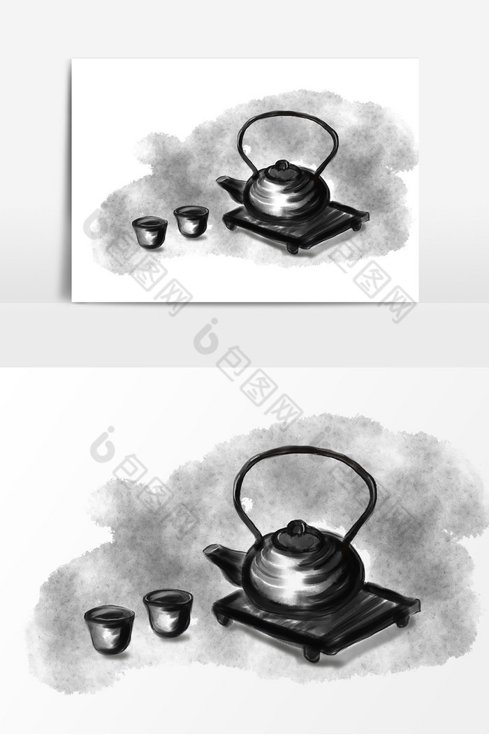 水墨茶文化茶具图片