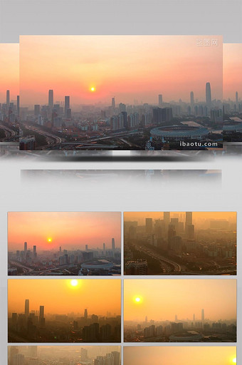4K实拍城市日出雾霾图片