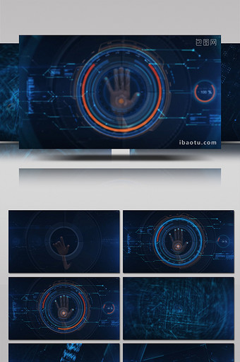 HUD全息手掌触摸指纹解锁片头AE模板图片