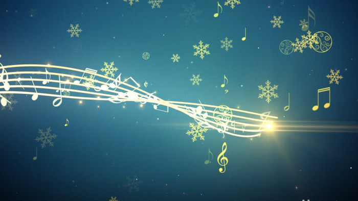 雪花飞舞光线乐谱闪闪发光圣诞树AE模板