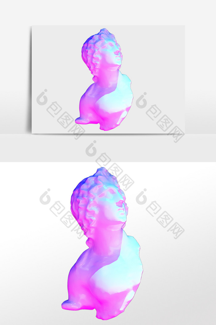 紫色C4D石膏人像雕塑