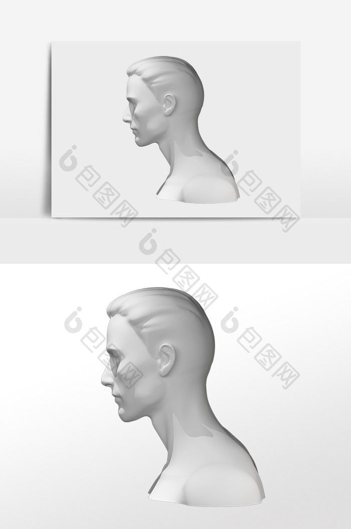 C4D石膏人像石膏头侧面