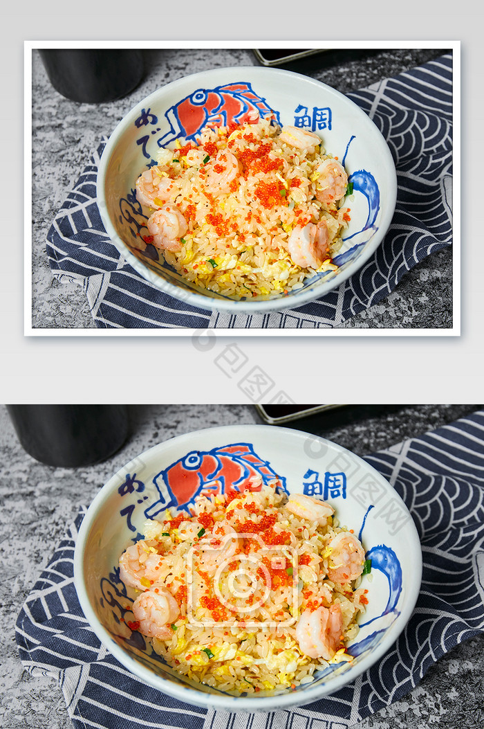 日料炒饭鱼籽海鲜虾仁美食摄影图片图片