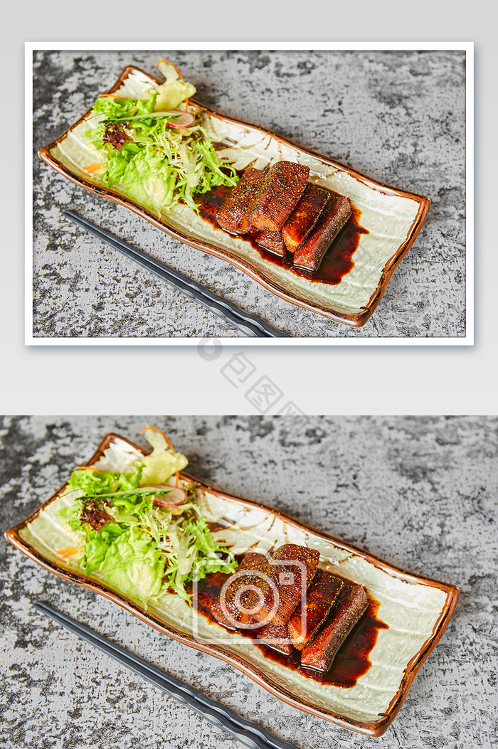 日料酱油牛肉沙拉美食摄影图片