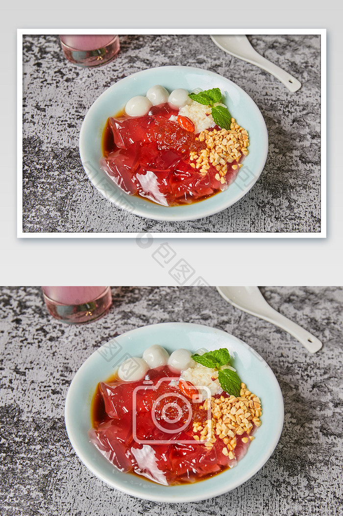 粉色四川冰粉凉粉甜品甜点美食摄影图片