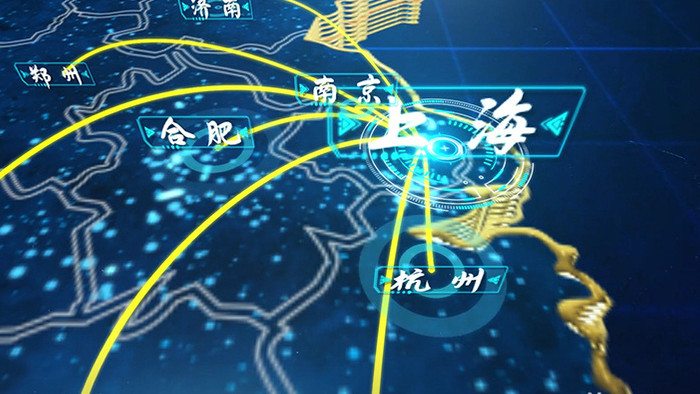 3D江浙沪光束地图区域展示AE模板