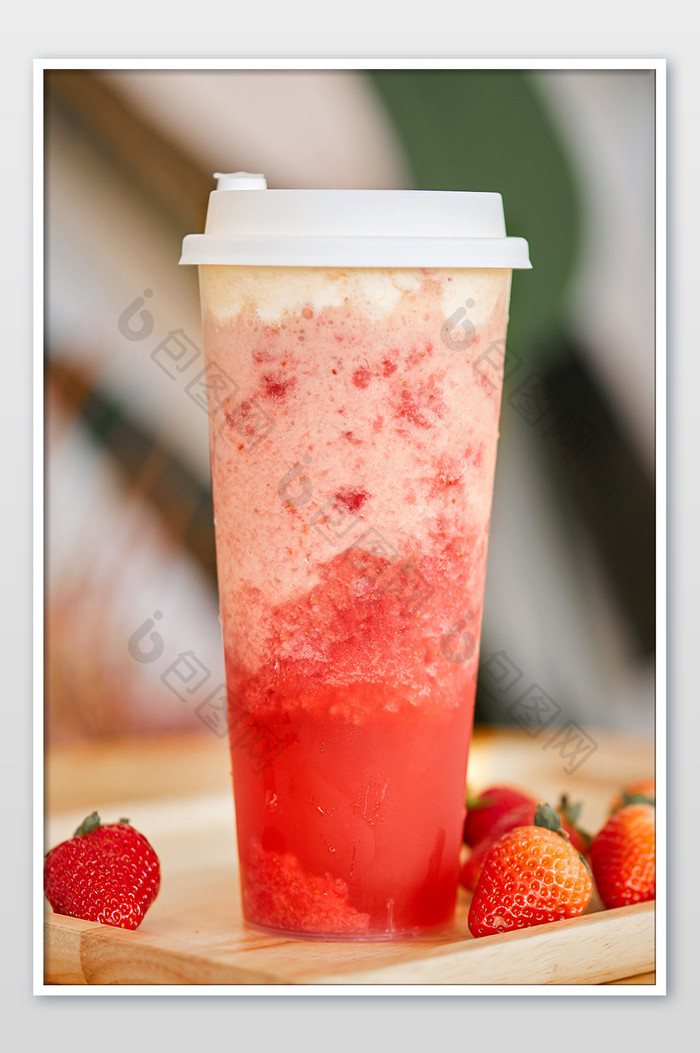 新鲜水果草莓饮料饮品美食摄影图片