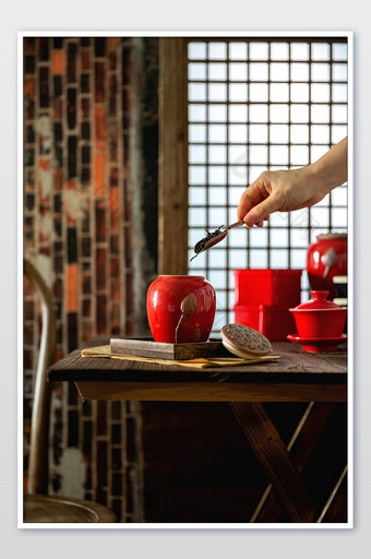 中式中国红茶具摄影图片