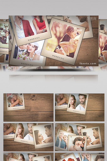 木板叠加婚礼恋爱故事相册展示AE模板图片