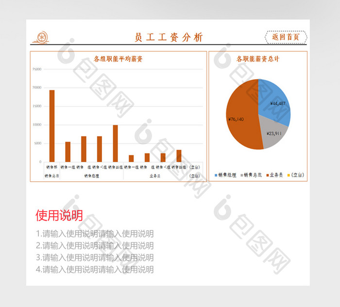 橙色商务员工工资考勤汇总表EXCEL模板