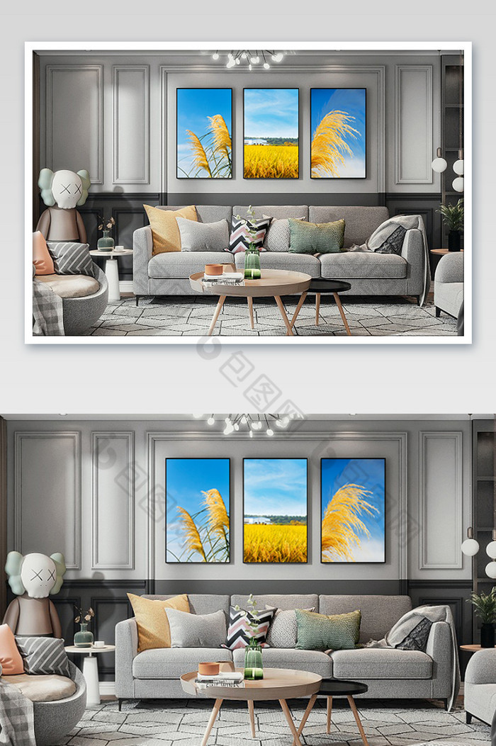 北欧极简客厅装饰画图片图片