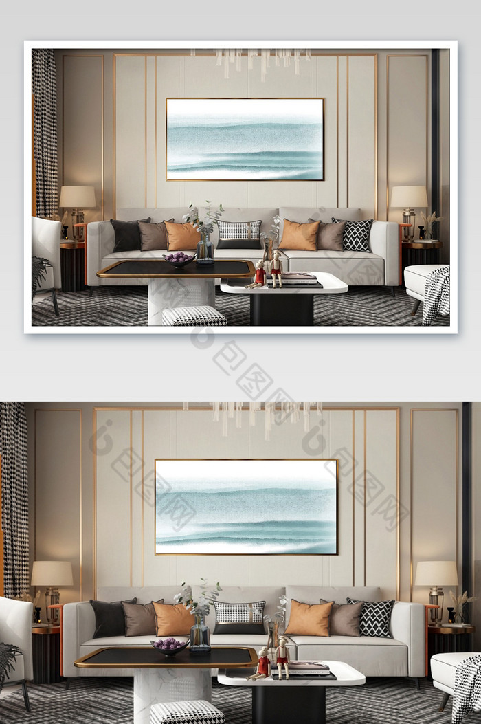 现代轻奢沙发墙意境装饰画图片图片