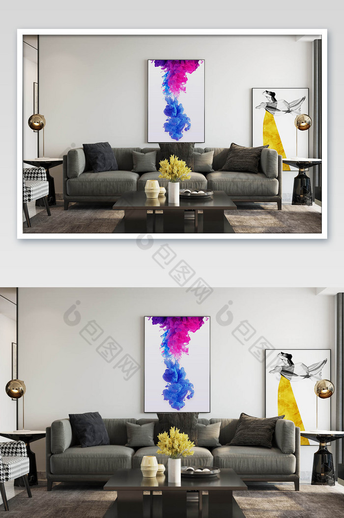 极简主义客厅沙发墙装饰画图片图片
