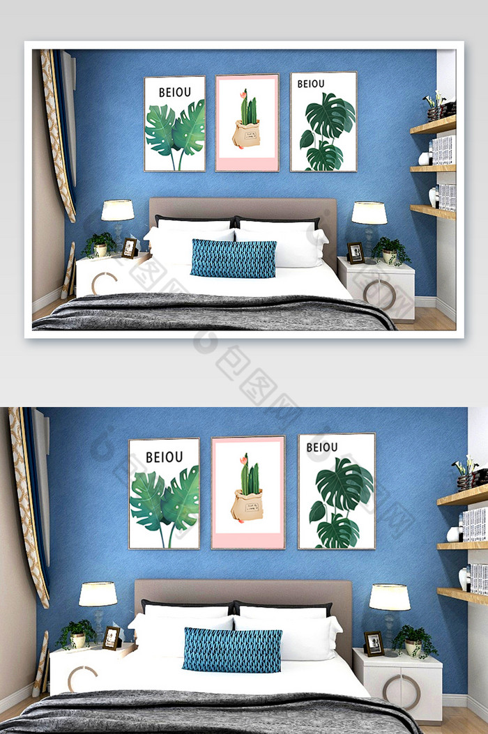 现代北欧卧室床头装饰画图片图片