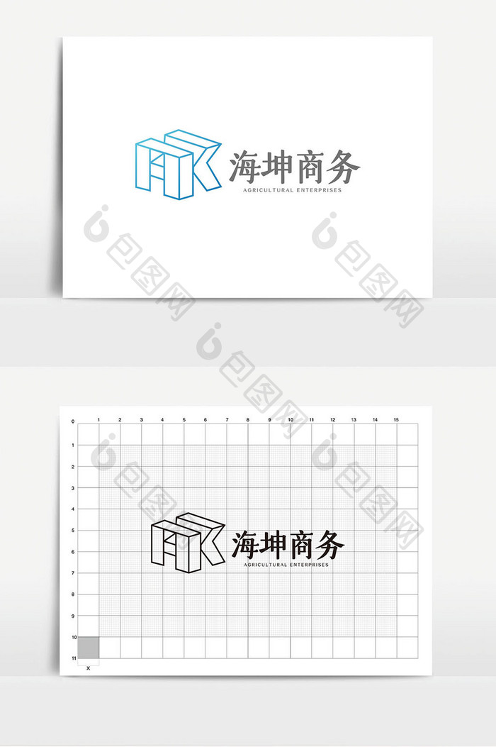 大气简约立体HK字母商务科技logoVI