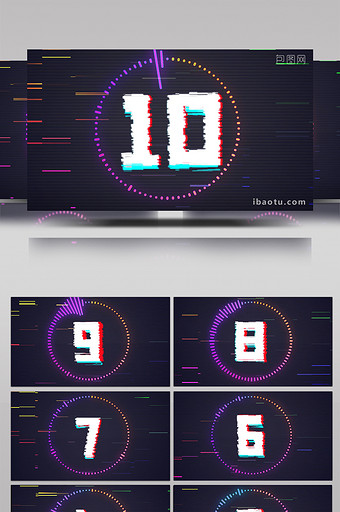 抖音动感节奏故障风LOGO倒计时AE模板图片