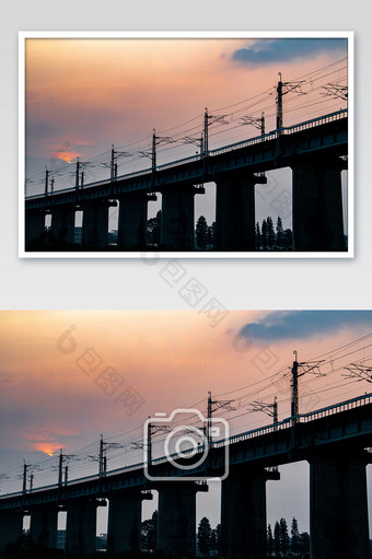 日落高架桥摄影图图片