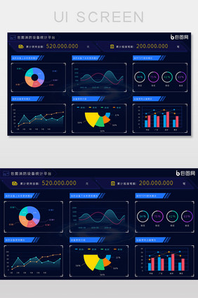 深蓝色简约大气消防设备大数据统计中心