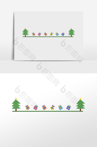 圣诞节礼物盒圣诞树分割线图片