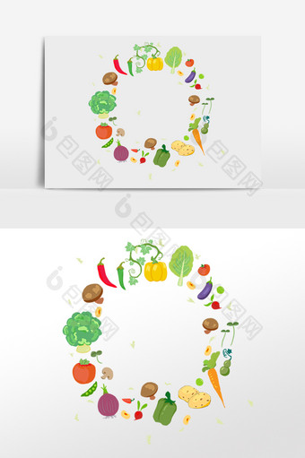卡通手绘食材蔬菜边框图片