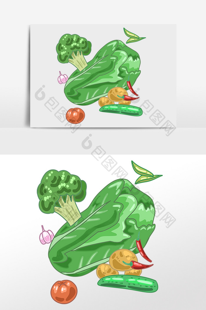 绿色蔬菜组合插画