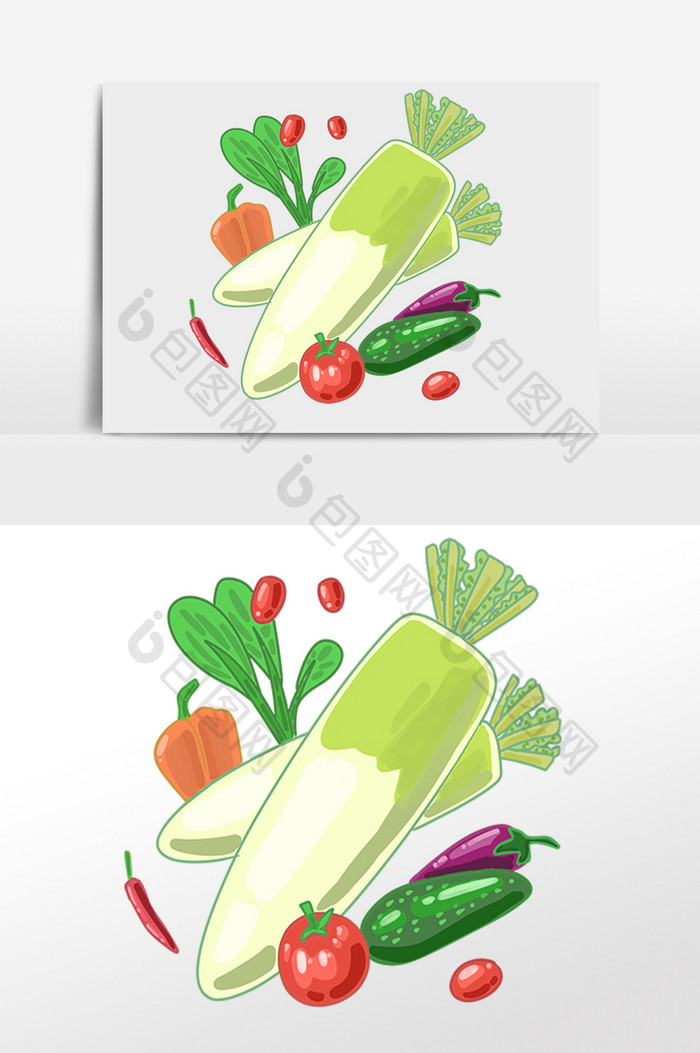 蔬菜组合手绘插画