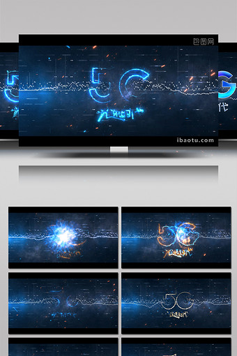 光电描边数字科技logo片头动画AE模板图片