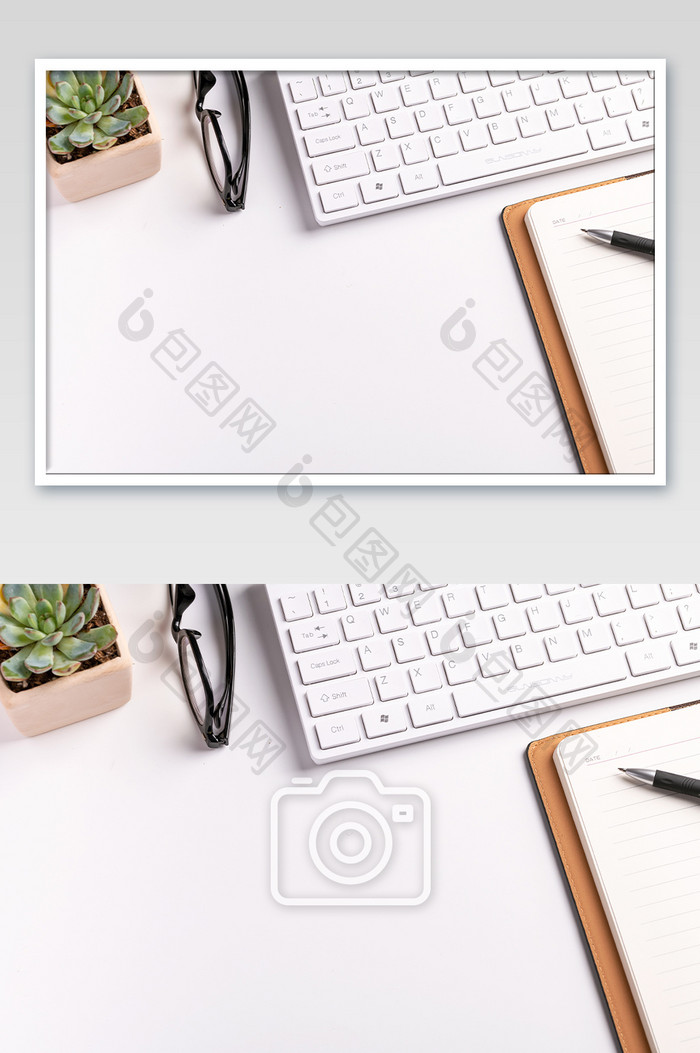 简洁办公环境白色清新整洁办公桌面背景图