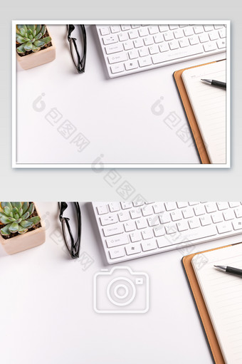 简洁办公环境白色清新整洁办公桌面背景图图片