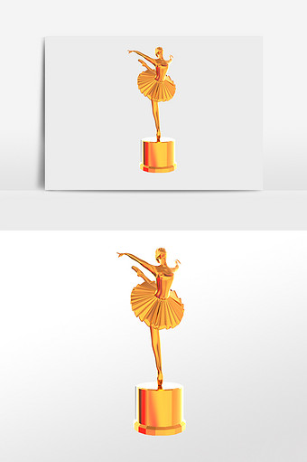人形跳舞奖杯插画图片