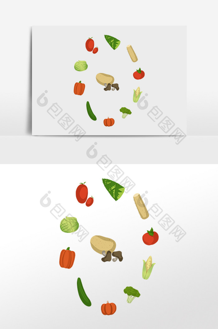 卡通手绘蔬菜组合
