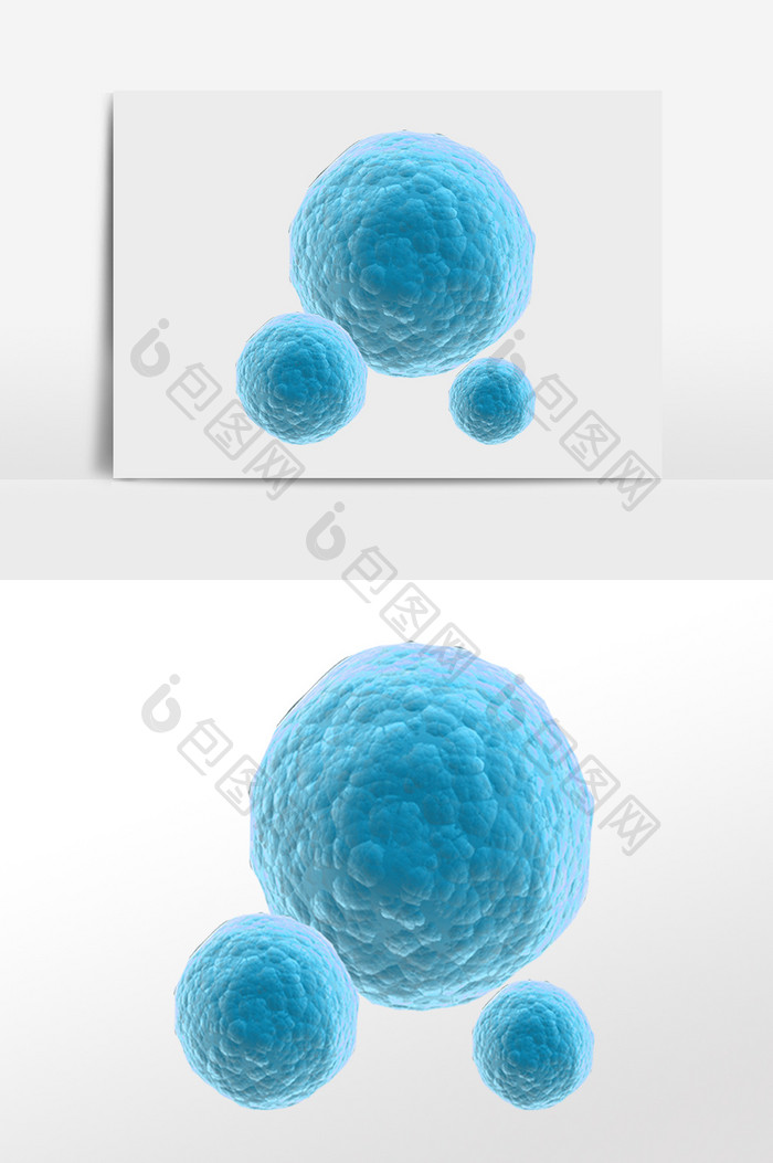蓝色病毒细胞插画