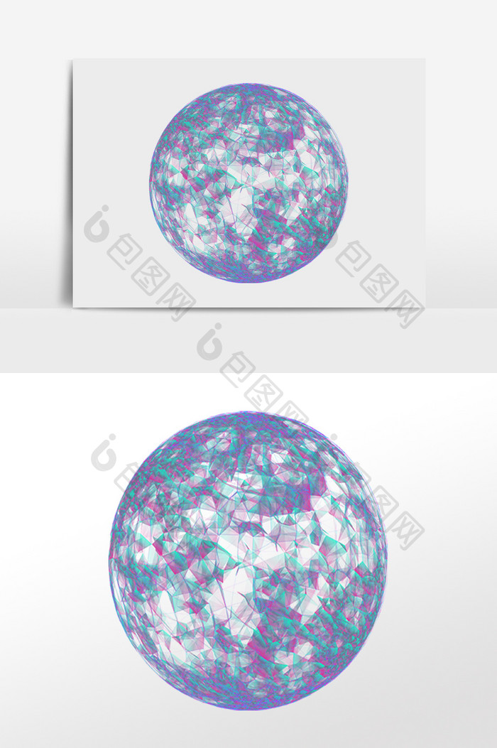 蓝色紫色星球插画