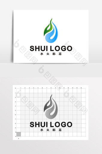 科技公司网络平台水火创意LOGO标志VI图片