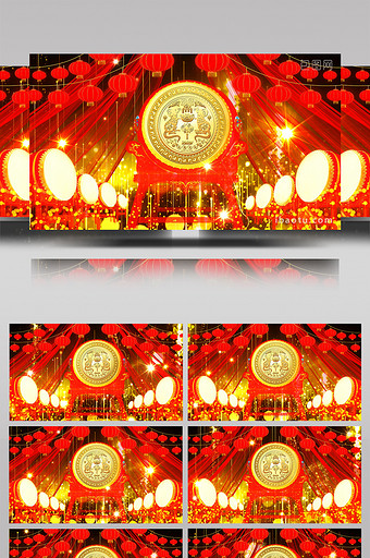 红绸灯笼金色光线粒子中国鼓喜庆背景图片