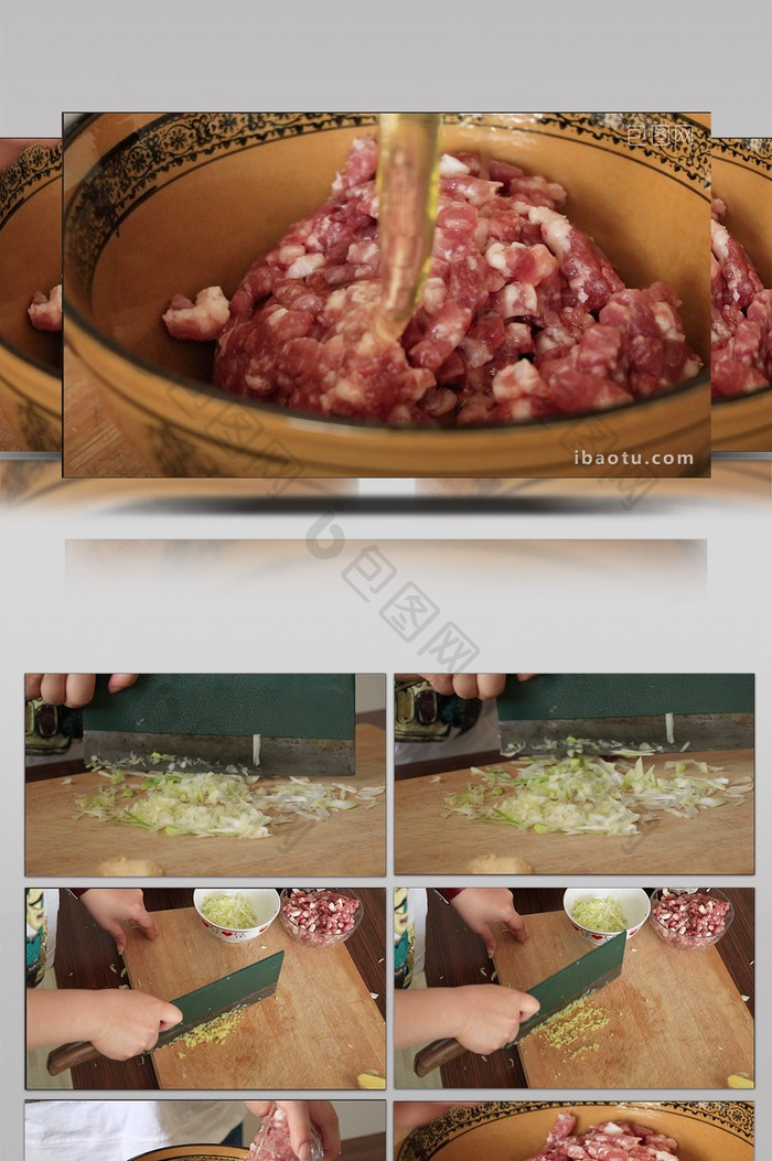 VLOG素材美食肉馅制作家常菜实拍视频