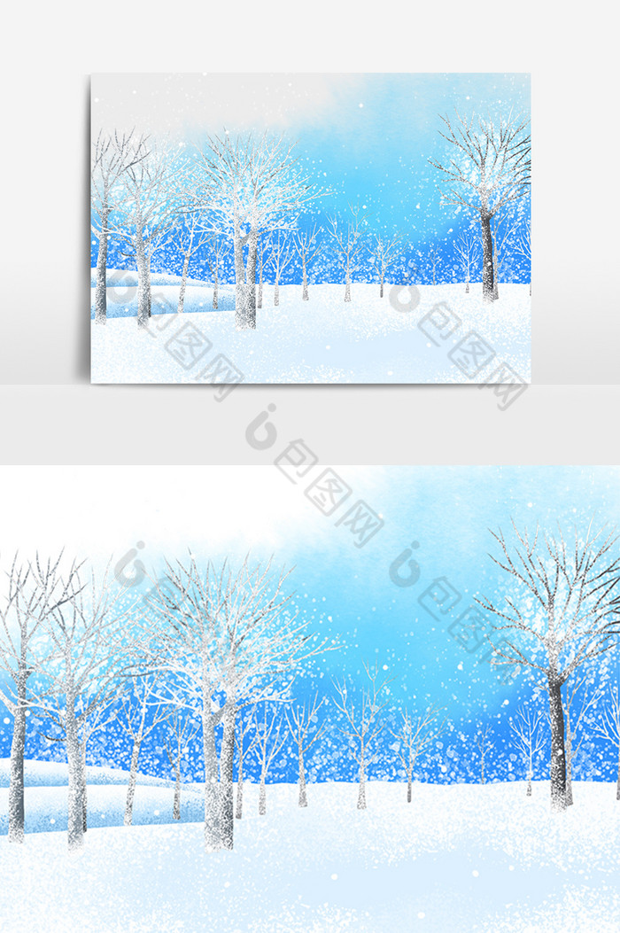冬天下雪雪景插画图片图片