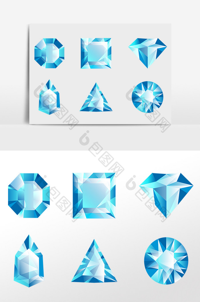 蓝色宝石钻石插画