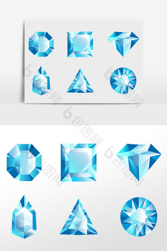 蓝色宝石钻石插画图片