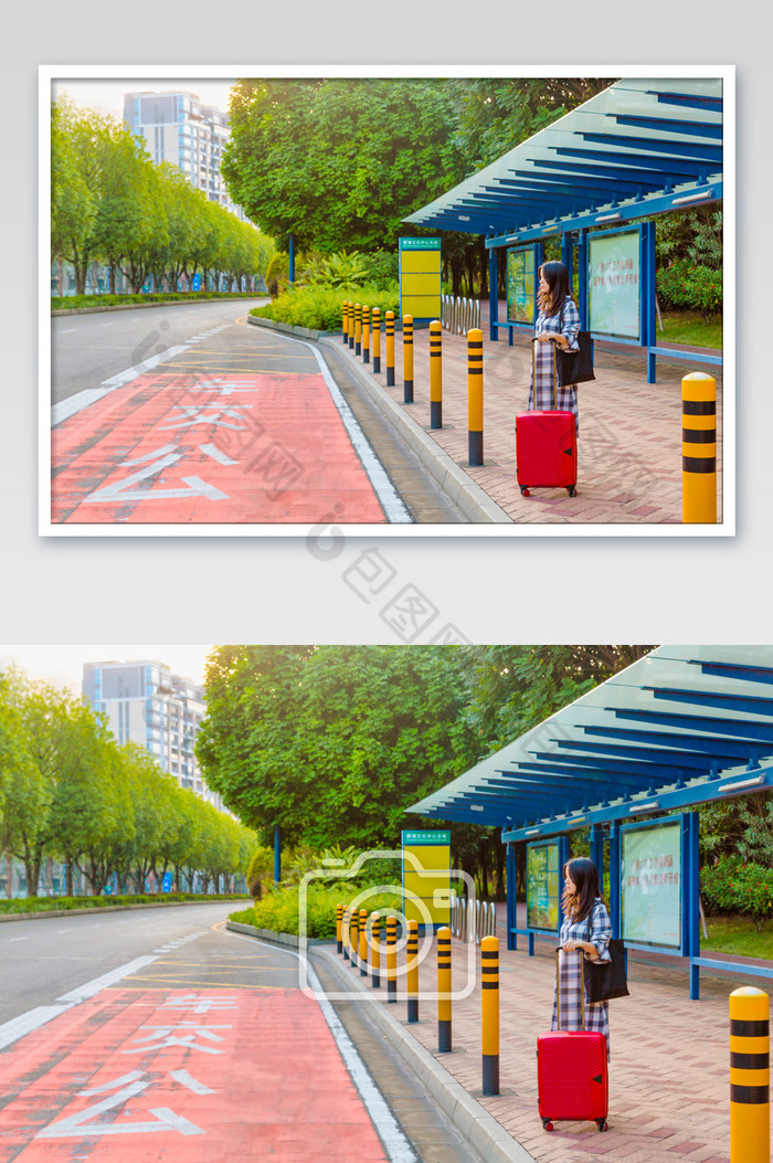 公交车站等车素材免费下载,本次作品主题是摄影图,使用场景是生活方式