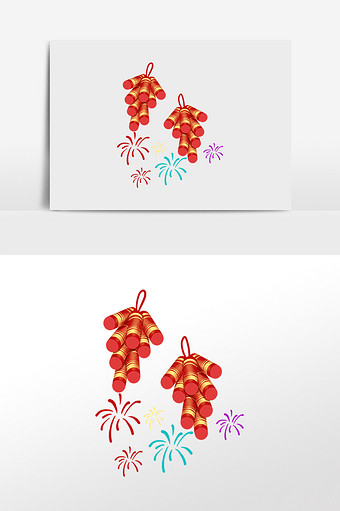 水彩春节装饰鞭炮