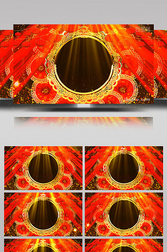 中国风牡丹花节日庆典红绸缎舞台背景图片