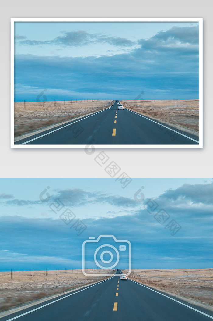 蓝色大气新疆公路摄影图片图片
