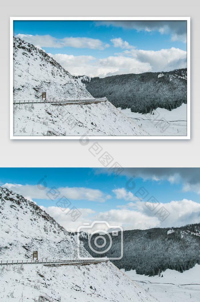 白色壮观大气新疆雪山公路摄影图片图片
